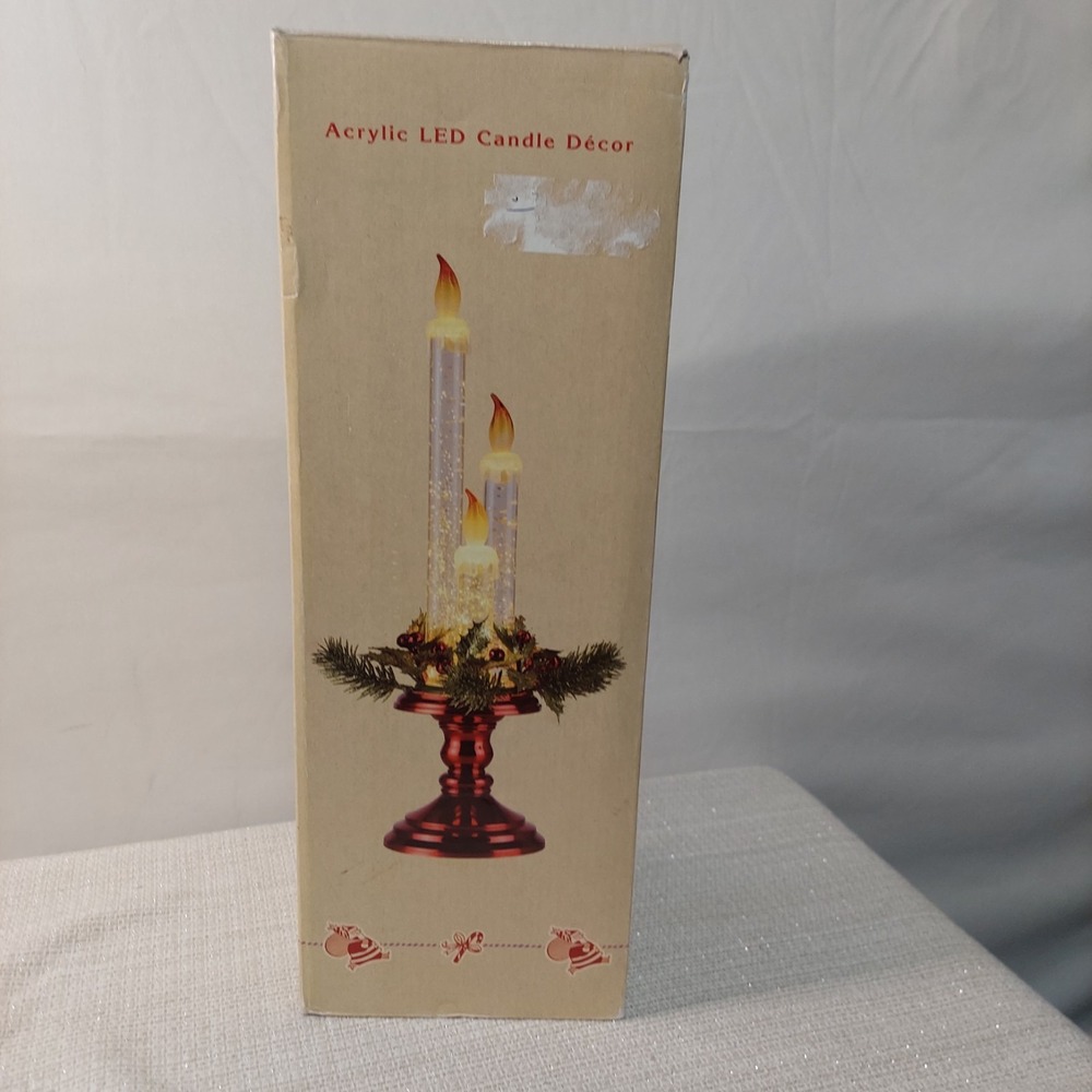 Cracker Barrel Christmas Acrylic LED Candles Glitter Kitsch Decor‎ 14.5"